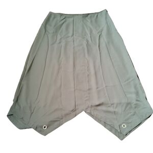 DKNY A-Line Midi Asymmetrical Grommet Trim Skirt Size 16 Olive Green New